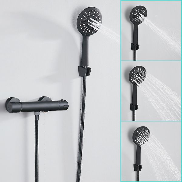 

2021 new europe black set tap copper room thermostatic taps with hand-blending shower of the bath hy4r