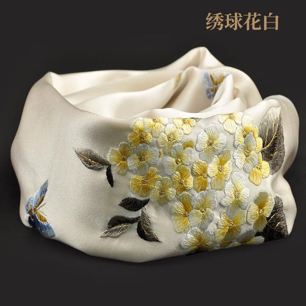 

scarves women 100% mulberry silk suzhou embroidered cheongsam autumn and winter shawl versatile 2021, Blue;gray