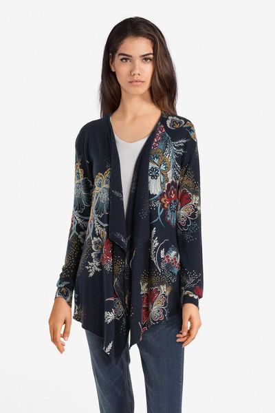 

women's knits & tees spanish spring and autumn printed cardigan, White