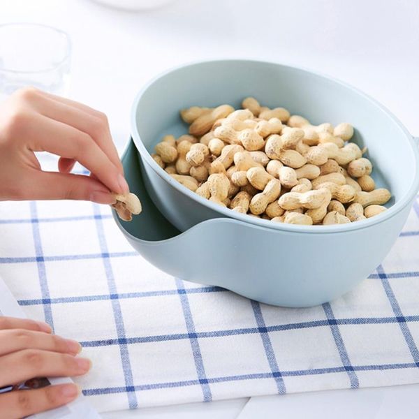 

dishes & plates multi-functional drain basket double layer fruit washing kitchen storage strainer )