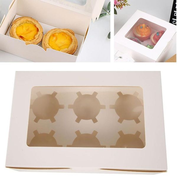

10pcs 2/4/6 cavities marbling cupcake boxes and packaging cake cookie boxes with window muffin dragees holder dessert containers