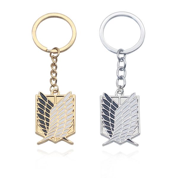 10 peças / lote CS Attack em Titan Keychain Shingeki No Kyojin Anime Asas de Liberdade Chaveiro Anéis para Chaves de Carro de Motocicleta Presentes Chave