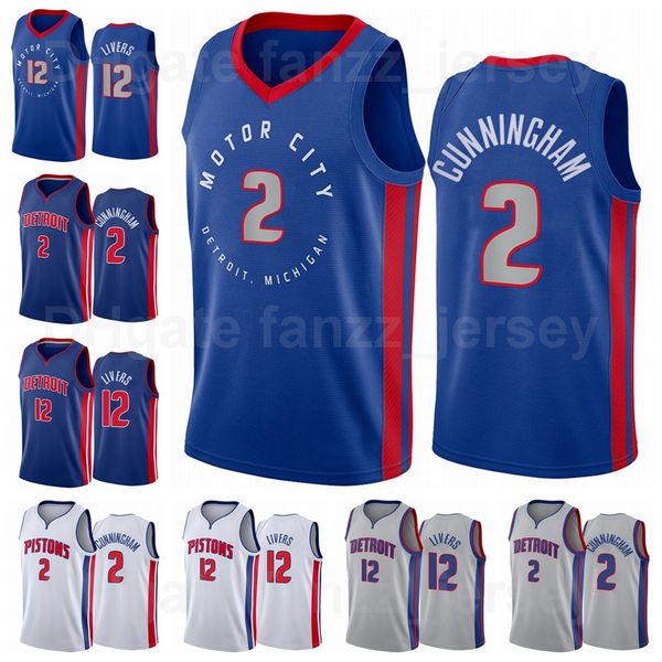 

make customized printed basketball cade cunningham men nba's jersey 2 kelly olynyk isaiah livers 12 blue red grey white team color for, Black;red