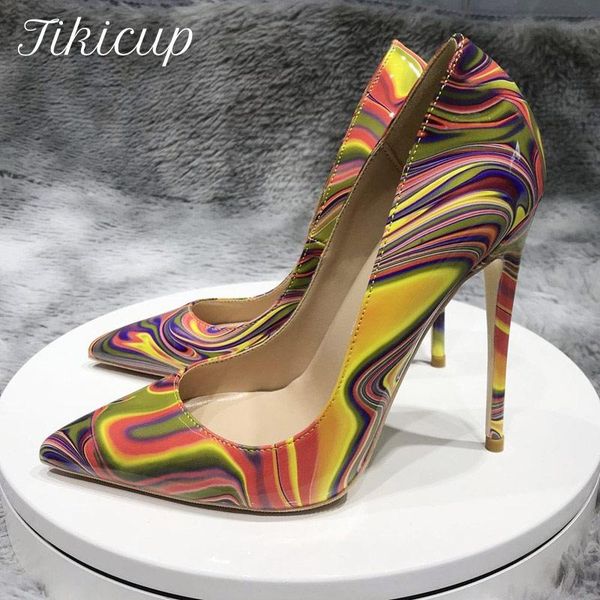 

dress shoes tikicup art painting printed women partent stiletto high heels customize fashion pumps chic ladies party plus size 33-45, Black