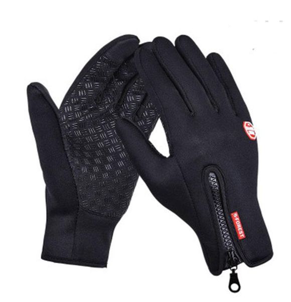 

cycling gloves anti slip touchscreen cold winter warm bicycle bike ski outdoor camping hiking motorcycle sport full finger, Black