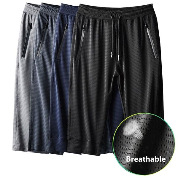 

men's shorts haleychan mens casual ice silk yoga short drawstring elastic jogger gym sweat hollow with zipper pocket men, White;black