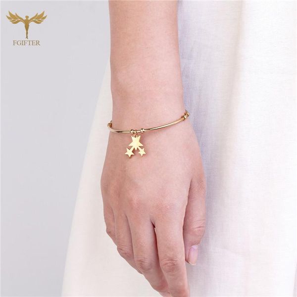 

bangle 1pc bracelet for women ladies star pendant round geometric design cuff bangles stainless steel jewelry accessories, Black