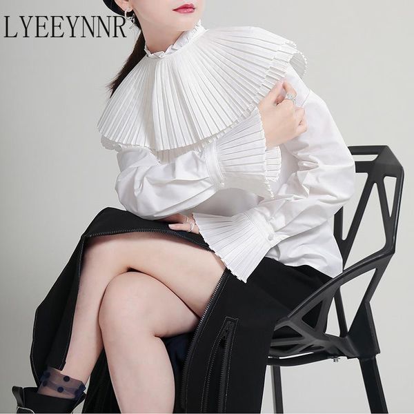 

women's blouses & shirts lyeeynnr pleated o neck solid color women arrival long sleeve vintage blouse office ladies fashion female blu, White