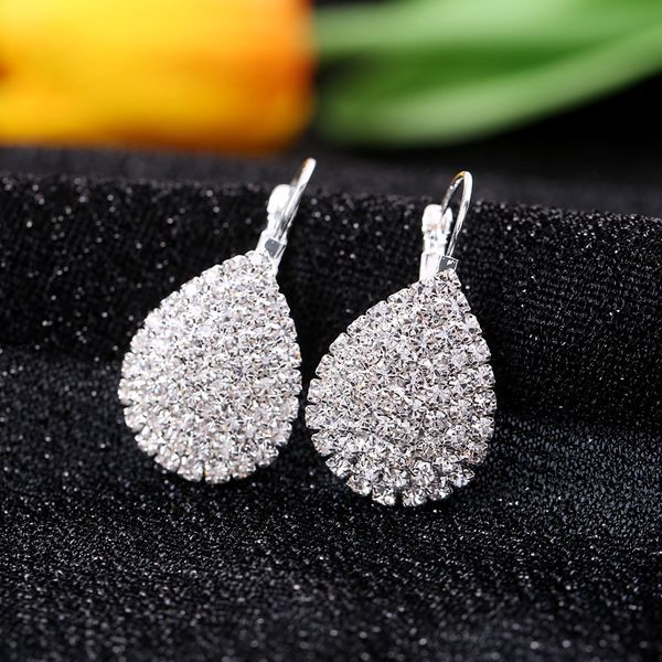 

a8489 new earrings fashion diamond earrings exquisite single drop earclip earrings for women, Silver