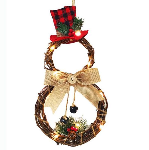 

christmas decorations hang decoration led lights snowman wreath rattan circle door for home 2021