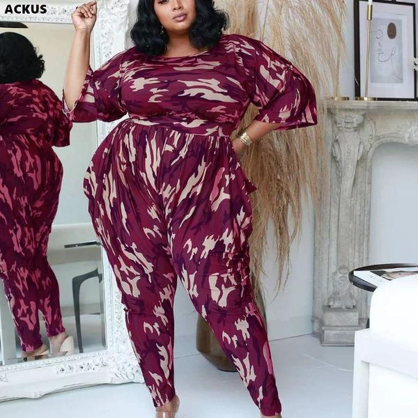 

plus size tracksuits ackus women tracksuit camouflage print loose + pencil pants two 2 piece sets casual outfit active sportswear fall