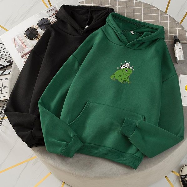 

women's hoodies & sweatshirts hoodie women autumn thick loose oversized red sweatshirt harajuku kawaii frog casual fleece long sleeve p, Black