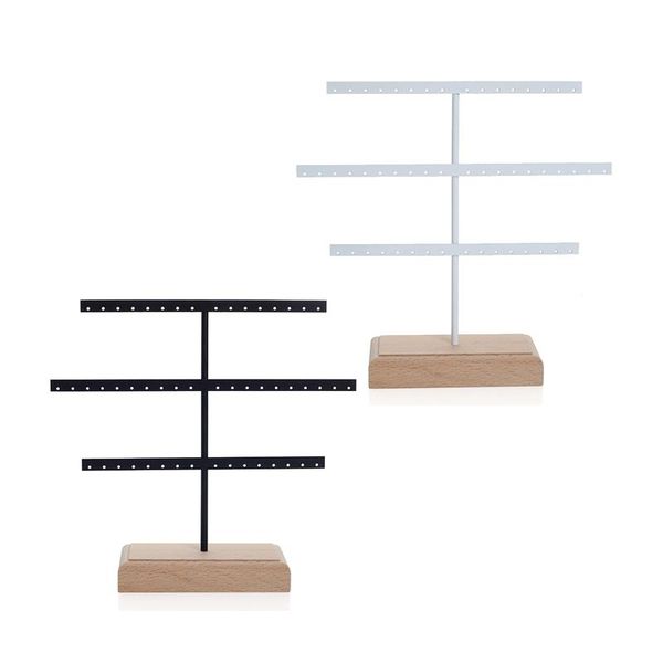 

2 pcs earring jewelry storage rack 3-layer 52-hole storage box hanger necklace display stand jewelry stand black + white, Pink;blue