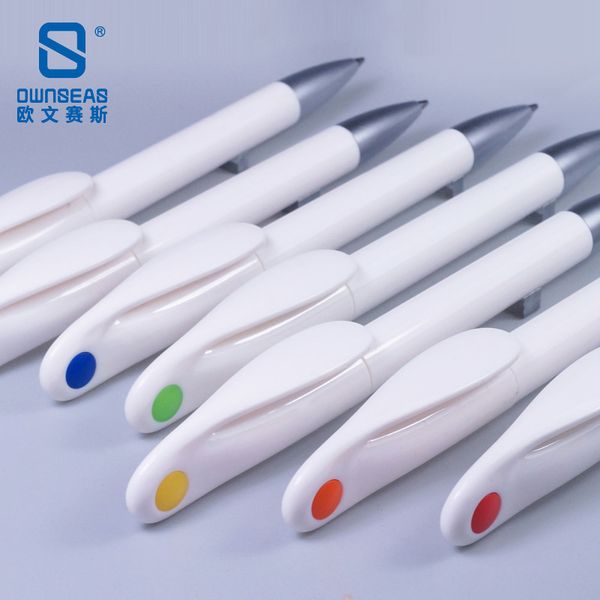 

black plastic ball point pen rotary advertising can print qr code, Blue;orange