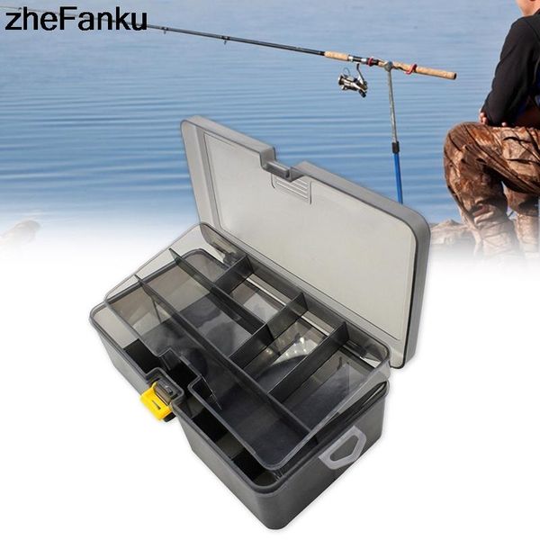 

1pc waterproof plastic double layer fishing tackle lures hook bait box storage case fishing tool accessories 21.5*11*6.7cm