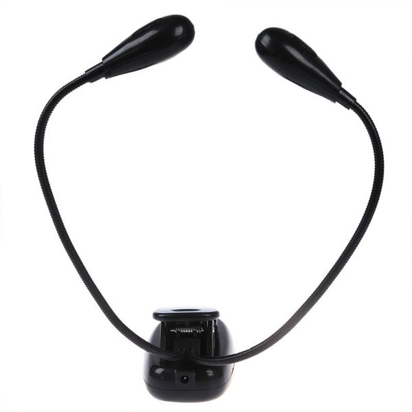 

book lights practical-black clip on 2 dual arms led flexible music stand light lamp