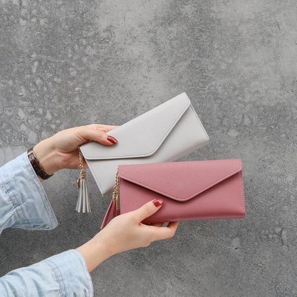 Brieftaschen 2021 Mode Damen Einfache Reißverschluss Geldbörsen Schwarz Lila Grau Rot Langer Abschnitt Kupplung Brieftasche Weiche PU-Leder Geldtasche