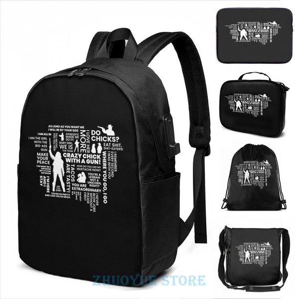 

backpack funny graphic print wynonna earp word cloud usb charge men school bags women cosmetic bag travel laptop