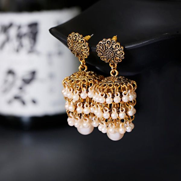 

dangle & chandelier gold color boho fashion pendant earrings vintage silver geometric pattern alloy 3 layers pearl tassel