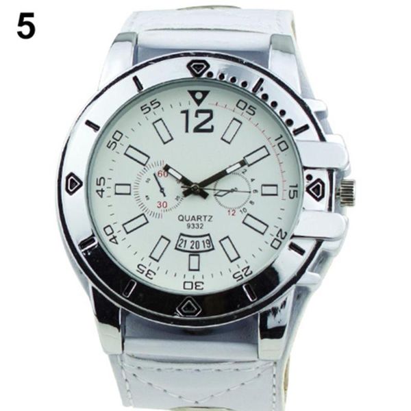 

wristwatches mens watches colorful men fashion oversized dial sport quartz steel leather band wrist watch reloj hombre, Slivery;brown