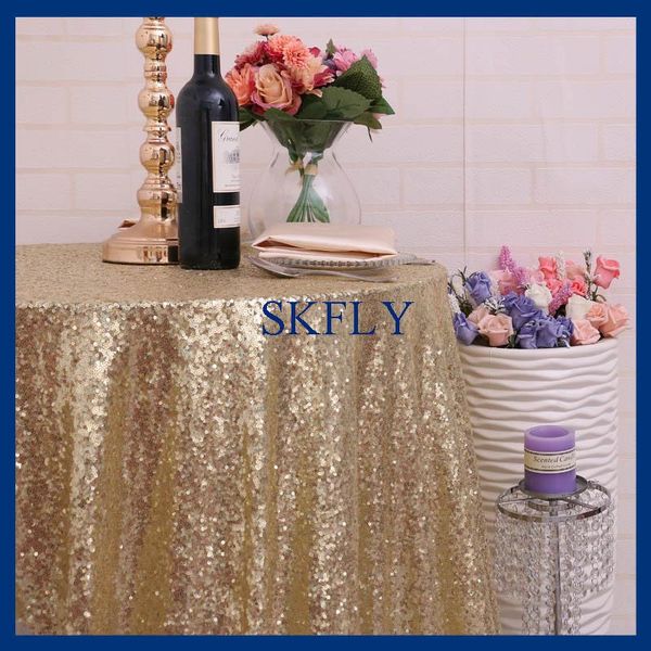 

wedding glitter christmas fancy 120 inch round light gold sequin table cloth