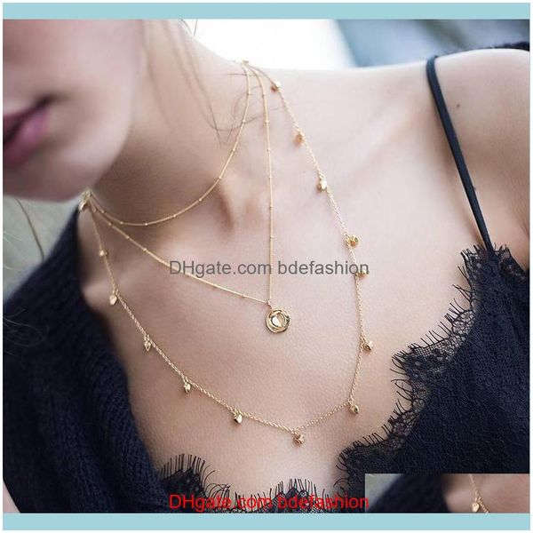 

necklaces & pendants jewelry3 pcs/set fashion women round carved heart shaped crystal tassel pendant gold necklace set female valentines day, Silver