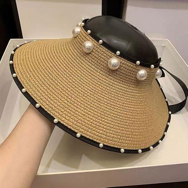 

wide brim hats original vintage pearl bow summer straw women empty sun hat ladies beach panama girls feminino bucket, Blue;gray