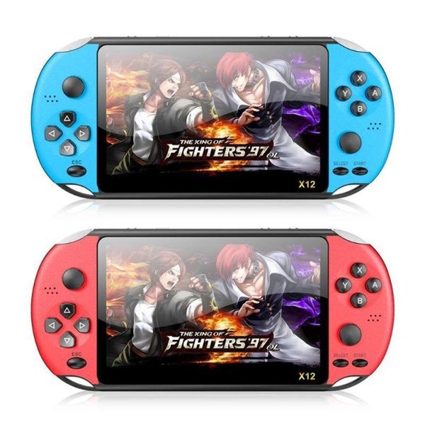

x12 5.1 inch handheld retro game video player game consoles with double rocker built-in 1000+ games support tf card extend