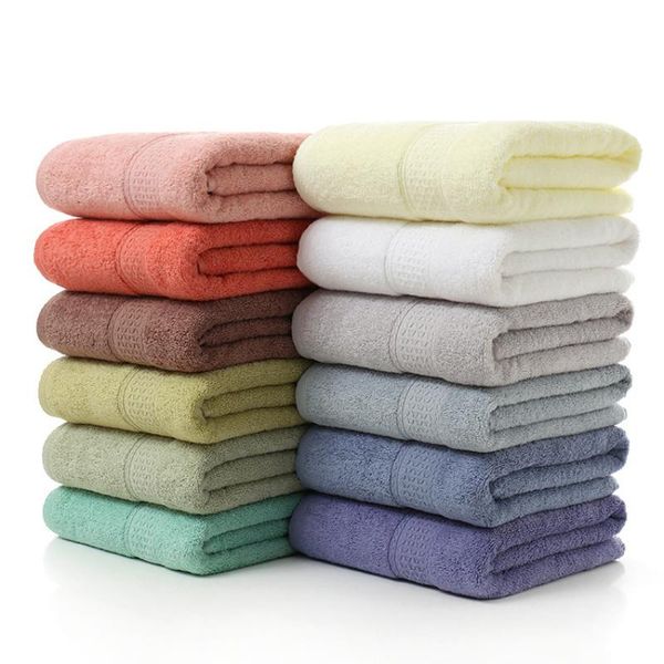 

towel bath plain japanese pure cotton 70*140cm soft square bathroom double thick hair machine washable