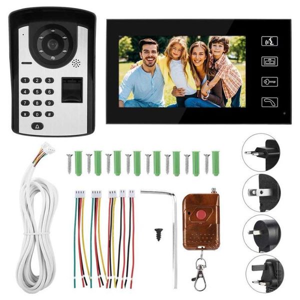 

doorbells 7" lcd visual intercom doorbell fingerprint password remote unlock door bell