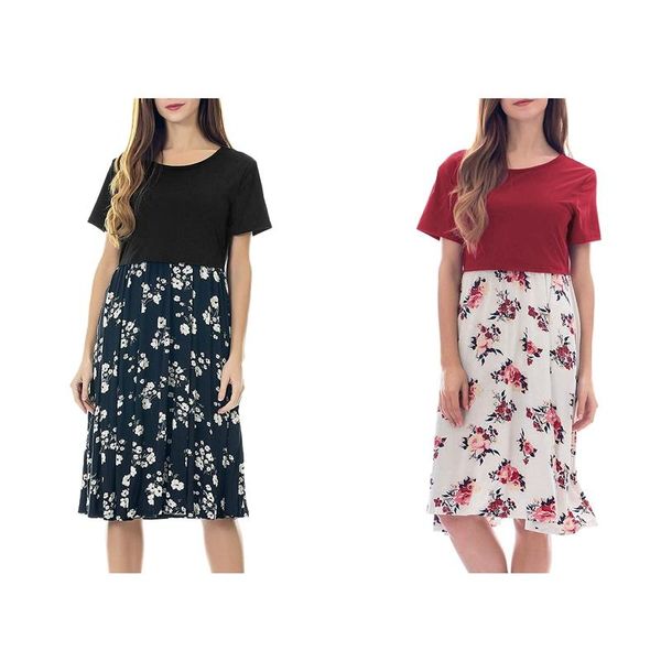 

maternity women short sleeve skirt floral print nursing dresses breastfeeding maternal pregnancy dress white