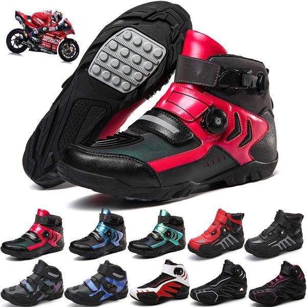 

cycling footwear locomotive shoes men's shockproof wear-resistant high-quality racing outdoor off-road vehicle leather, Black
