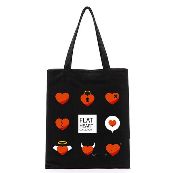 

shopping bags origina kawaii cute reusable tote bag customize eco diy sweet heart printing with foldable cosmetic