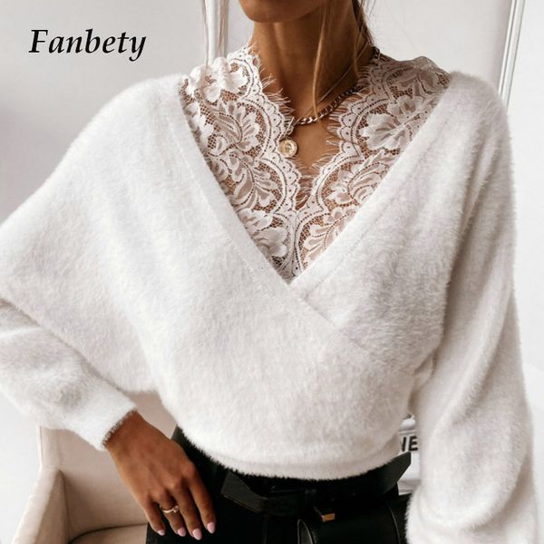 

new lace v neck flannel fleece ladies blouse women casual long sleeve pullover 2021 spring elegant soft shirt blusas pcsk, White;black