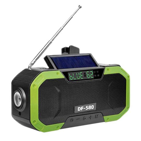 

portable ipx6 waterproof hand crank solar radio multifunction emergency bluetooth speaker support sos alarm am/fm noaa