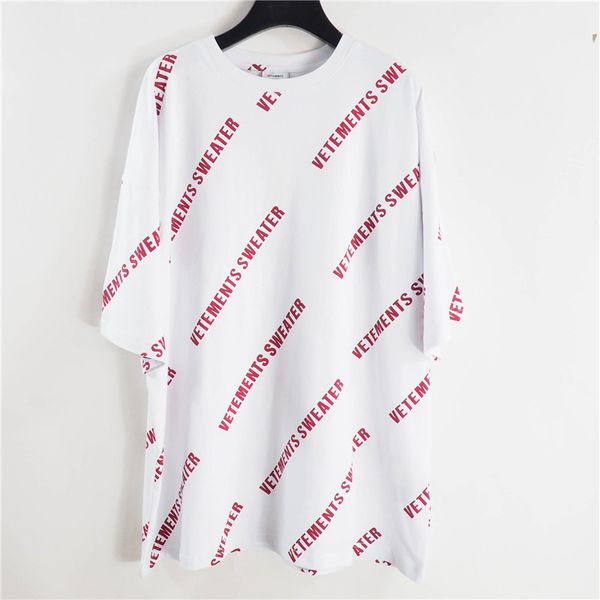 

brand witterment vetements all over lettered screen red same loose large plate men's and women's short sleeve t-shirt, White;black