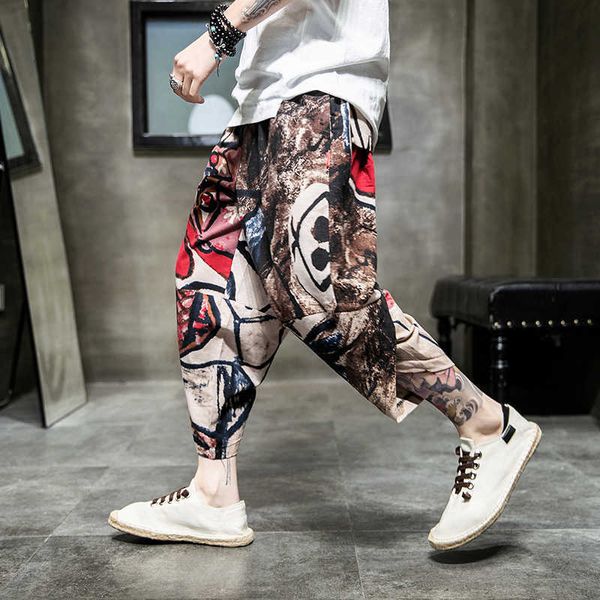 

men's pants men harem cotton linen vintage jogger casual traditional calf-length loose hip hop streetwear sweatpant male rh2r vgdv, Black