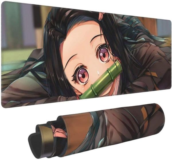 

mouse pads & wrist rests demon slayer anime table mat big pad stitched edge superfine textured nonslip rubber gaming computer laptop