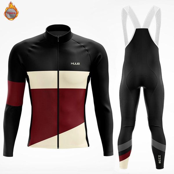 

racing sets huub winter cycling jersey men's long-sleeved fleece breathable ropa ciclismo invierno hombre termica, Black;blue
