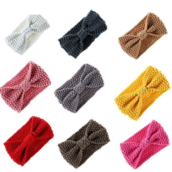 

winter women lady ear warmer crochet bowknot turban knitted head wrap hairband headband headwear hair band accessories, Slivery;white