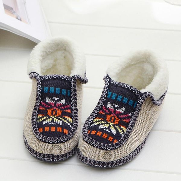 

boots men's women cow-suede-leather knitted flowers casual winter warm slip-on snow cotton shoes short, Black
