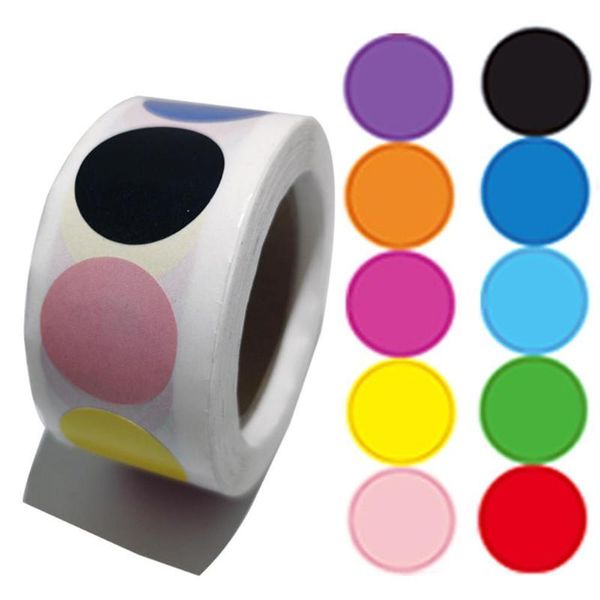 

gift wrap 500pcs chroma labels stickers color code dot 1 inch round red,, yellow, blue, pink, black, stationery