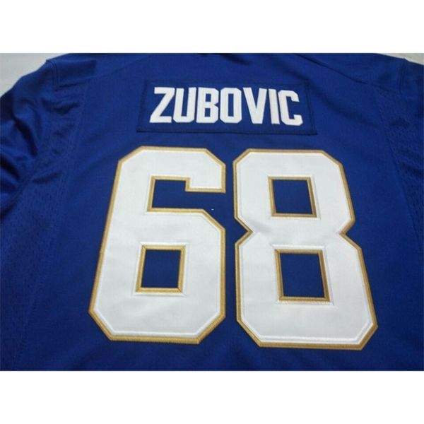 

vintage pitt blue navy 001 blake zubovic #68 real full embroidery college jersey size s-4xl or custom any name or number jersey, Black