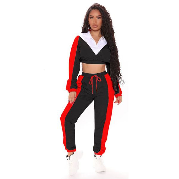 

ns8007 new women's fashion leisure suit splicing sports style two piece set, Gray
