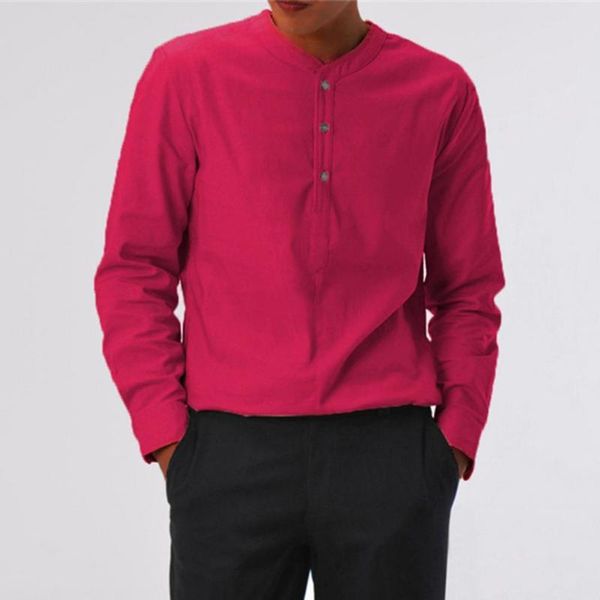 

men's t-shirts men shirt button long sleeve v neck soft solid color slim- fit casual pullover stylish loose streetwear, White;black