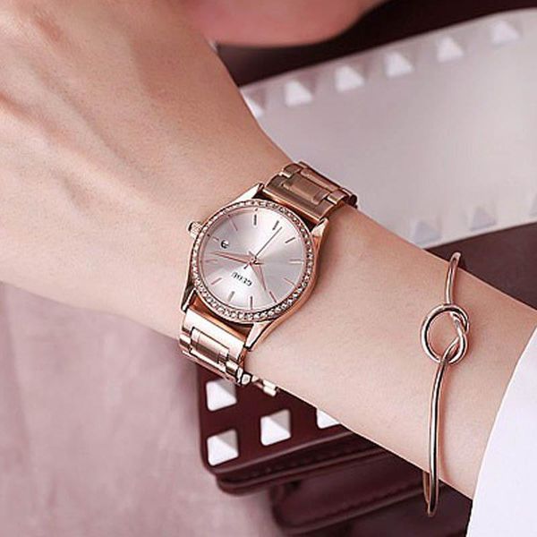 

wristwatches fashion guou golden luxury diamond women watch casual quartz watches lady wristwatch stainless steel girl clock relogio feminin, Slivery;brown