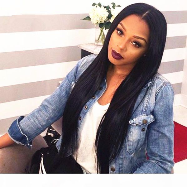 

8a unprocessed peruvian silky straight full lace wigs with baby hair for black women glueless lace front wigs in stock, Black;brown