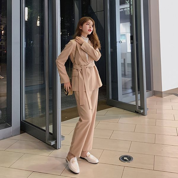 

2021 new outono inverno rendas at terno entalhado blazer jaqueta & cala roupas de escritrio conjuntos s 9gez, White;black