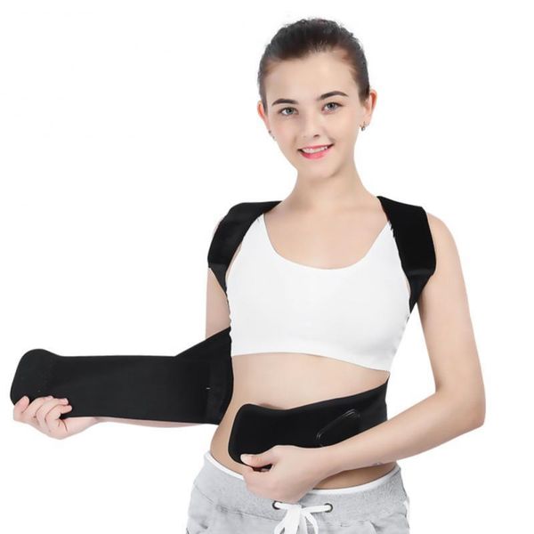 

back support adjustable posture corrector brace clavicle reshape trainer for adolescent students, Black;blue