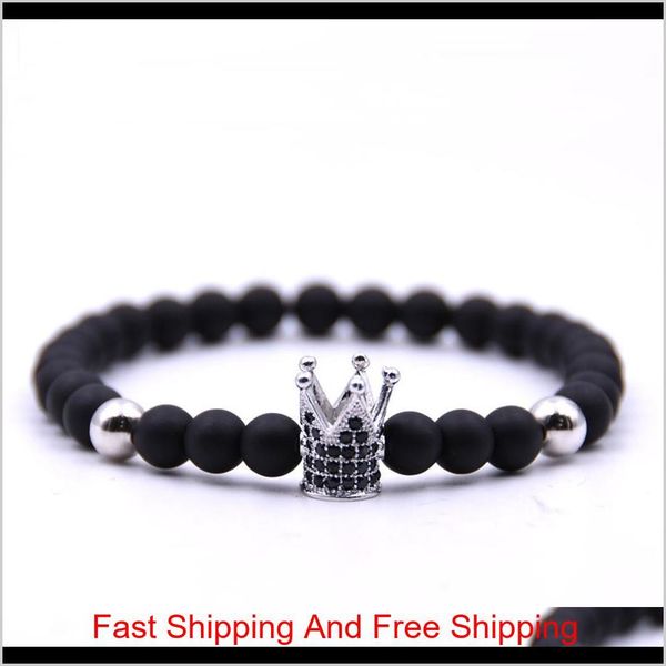 

natural stone bracelets zircon crown mens bracelets handmade beads bracelet bangles for qylkej nana_shop, Black